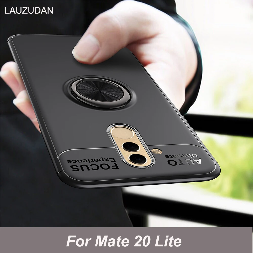 

Luxury Shockproof Case For Mate 20 Lite Bracket Ring Matte Soft Silicone Cover For HUAWEI Mate 20 Lite Holder Back Phone Case