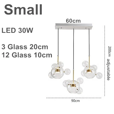Креативный светодиодный подвесной светильник в виде мыльных пузырей для гостиной, спальни, столовой, дизайнерский светильник - Цвет корпуса: Small 3 Light B