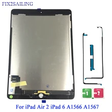 9," AAA+ Класс для Apple iPad 6 Air 2 ЖК-дисплей Дисплей Сенсорный экран, дигитайзер, для сборки, запасные части для iPad 6 A1567 A1566 ЖК-дисплей Панель