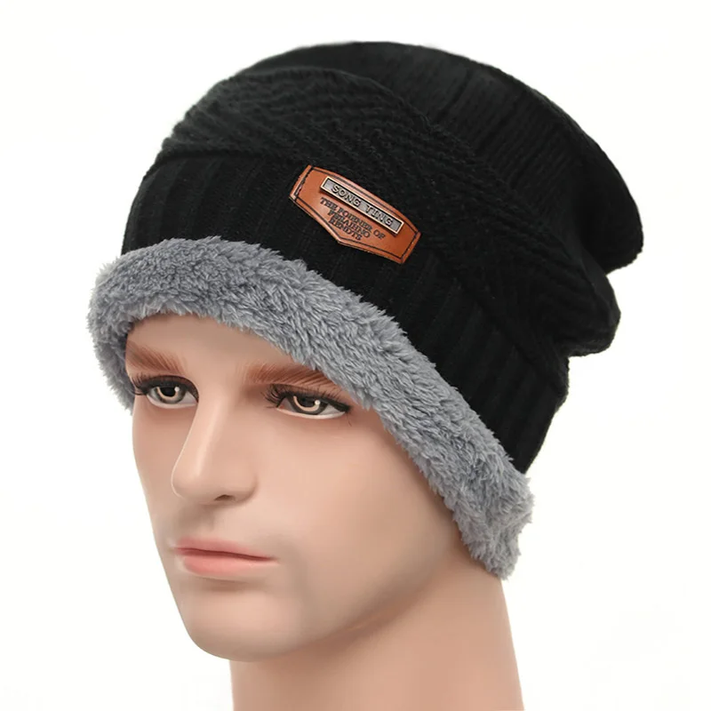 Winter Hats For Men Thick and Warm Men Women Winter Hat Black Autumn Beanie Hat Wool Ski Hats Knitted Beanies Bonnet - Цвет: Color 3