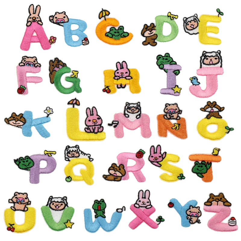 Abc Cartoon Cute Letter Iron On Patches For Clothing A Z Embroidery Alphabet Patch Clothes Applique Diy Children Name Jod Patches Aliexpress