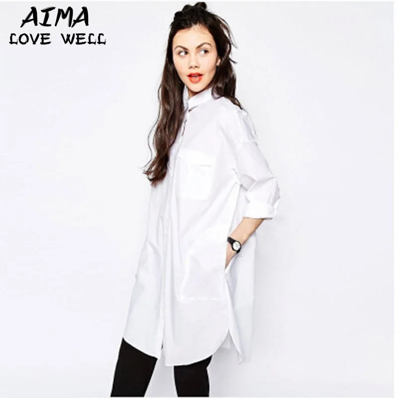 White Shirt Sexy Women Boyfriend Style Long Sleeve Loose Casual Blouses For Women Turn down