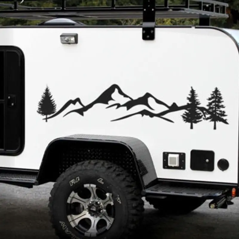 Для SUV RV Camper Offroad 1 шт. 100 см черный/белый декор для горного автомобиля с деревом Светоотражающая наклейка для автомобиля с лесом наклейка Mayitr
