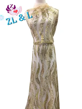 

New pattern (color can be customized) 5 yards variety glitter African lace Nigeria lace French mesh wedding dress