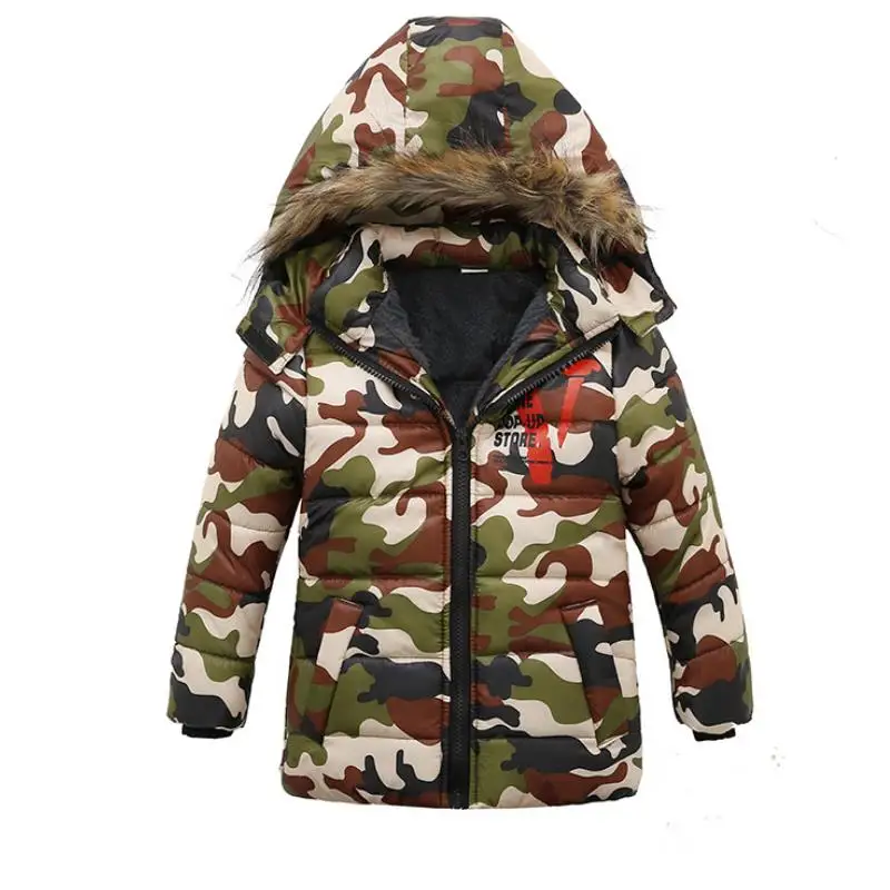 

2018 Baby Boys camouflage Jacket Outerwear New Children Cotton-padded Jacket Warm Hooded Baby Boys Winter Coat 2-5Y