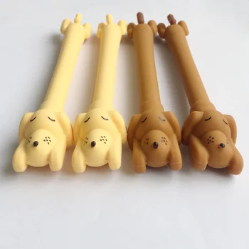 

Kawaii Sleeping Dog Silicone Velvet Gel Pen Rollerball Pen Student Stationery School Office Supply 0.5mm Black Ink