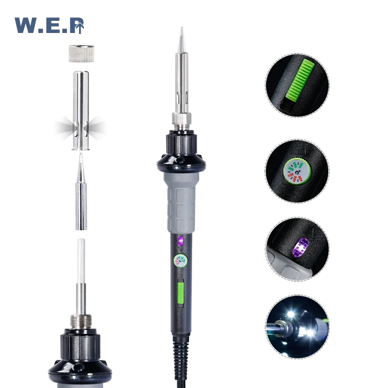 Sponge Tip Cleaner Lead-Free Solder Iron Stand WEP 947-VIII Soldering Iron Kit ETL-Certified 60W Performance with Adjustable Temperature Built-In Power Switch Include 5 Soldering Iron Tips 