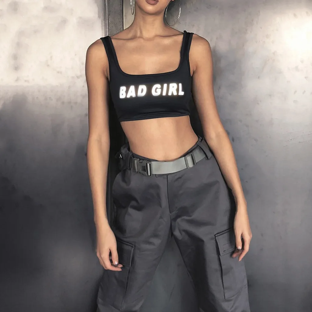 

Sports Top With Letters Push Up Fitness Running Yoga Bra Alphabet Reflective Body-Building Sports Running Fitness Tops