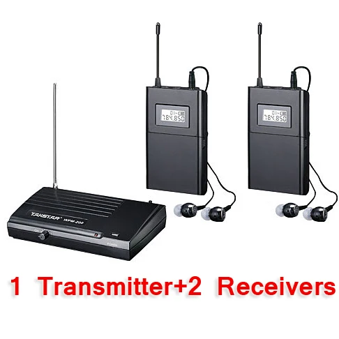 Takstar WPM-200/WPM 200 Wireless Monitor System In-Ear Stereo Wireless Headset Stage monitors system 1 Transmitter 2 Receivers