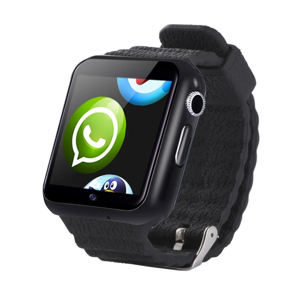 696 V7W умные часы, sim Камера, умные часы для Android Сенсорный экран для смартфона MTK6572 - Цвет: black