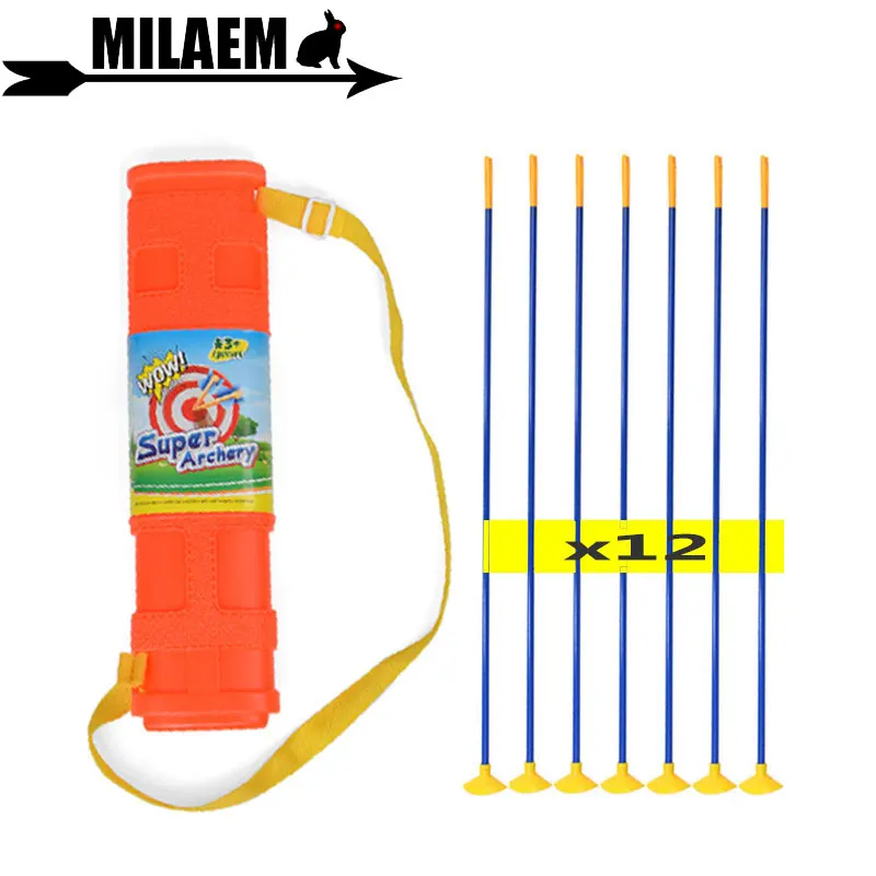 

12pcs 23.5inch Archery Children Sucker Arrows And Arrow Quiver Safety Soft Rubber Arrowhead For Shooting Kids Gifts Accessories