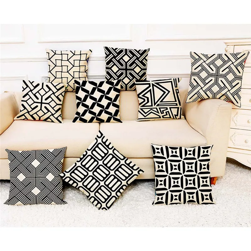

Vintage Cotton Linen Square Home Decorative Throw Pillow Case Sofa Waist Cushion Cover Cotton Linen Square 45*45cm Pillow Cover