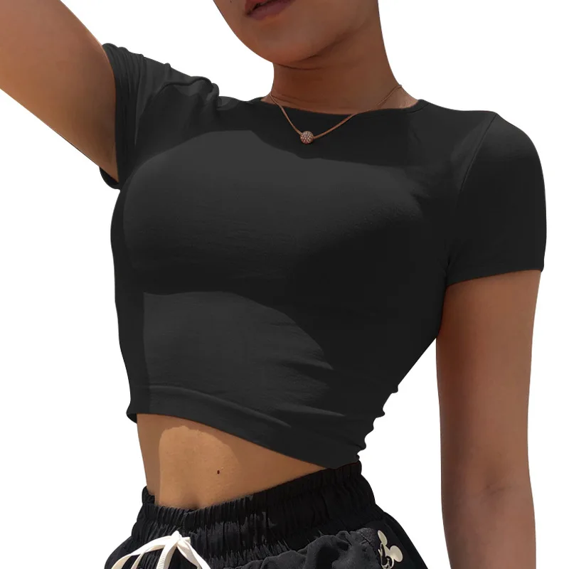 

Women Gym Shirts Summer Go Dry Running T-Shirt Workout Vest Fitness Clothing Yoga Top High Elastic Breathable Short Sleeve Tops
