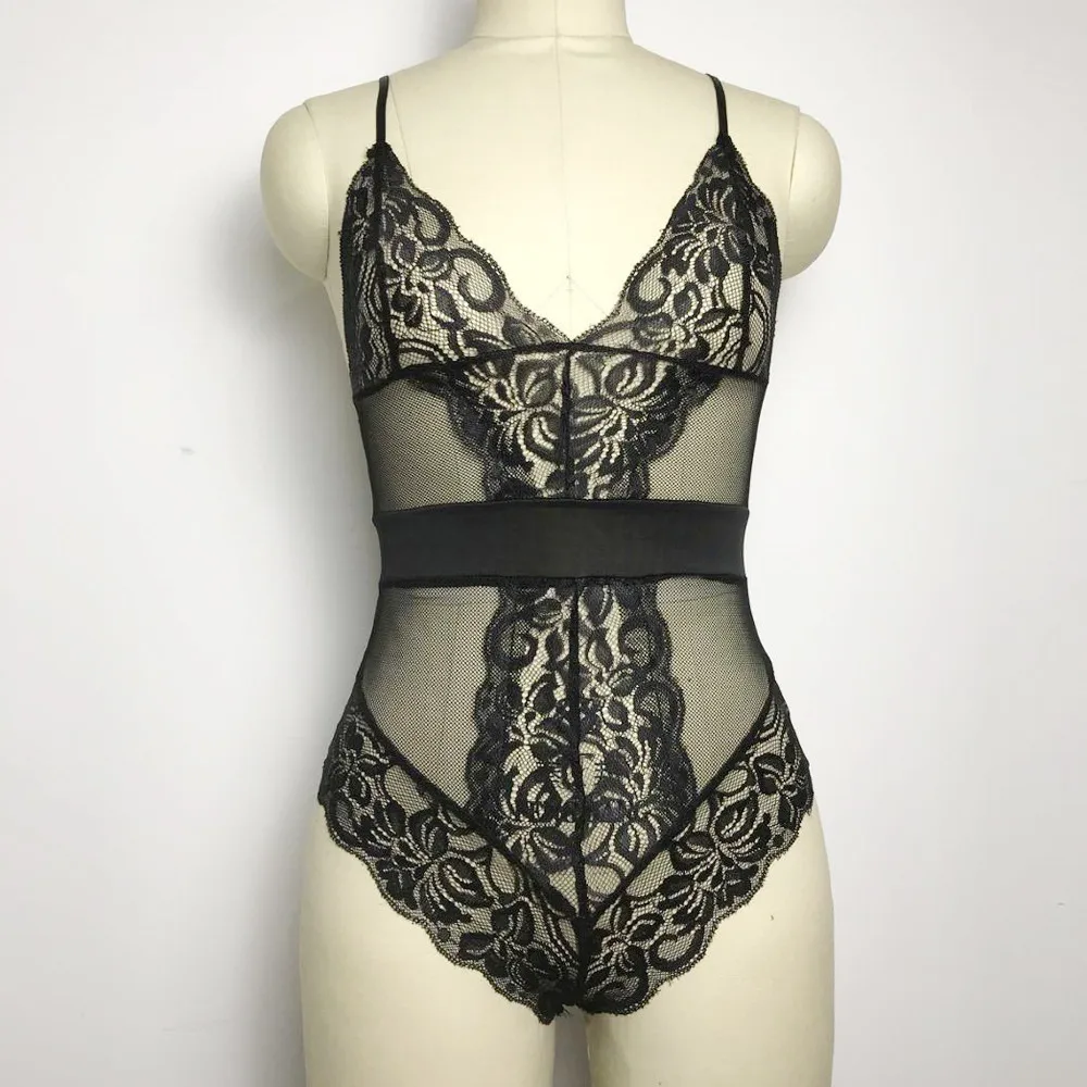 

2018 Women Sexy Lingerie Nightwear Underwear Lace G String Sling Sleepwear Teddies Bodysuits Black Babydoll Lingerie Plus Size