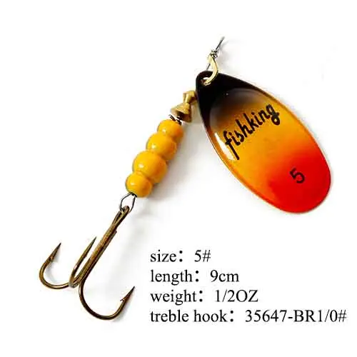 FISH KING 3,5 4,5 6,5 9,5 14 г жесткая приманка, Искусственные воблеры для троллинга, металлическая рыболовная блесна для спиннинга, ложка, форель для щуки - Цвет: orange 5