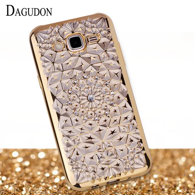 Cheap DAGUDON Case For Samsung Galaxy J5 2015 Silicon Soft Diamond Bling Gold Plating Phone Cover for Samsung J5 2015 J500 J500H J500M