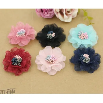 

Wholesale 20pcs/lot Colorful Printing Cartoon Camellia Flowers Shape Handmade Rose Floral Diy jewelry Garments/Hair accessory