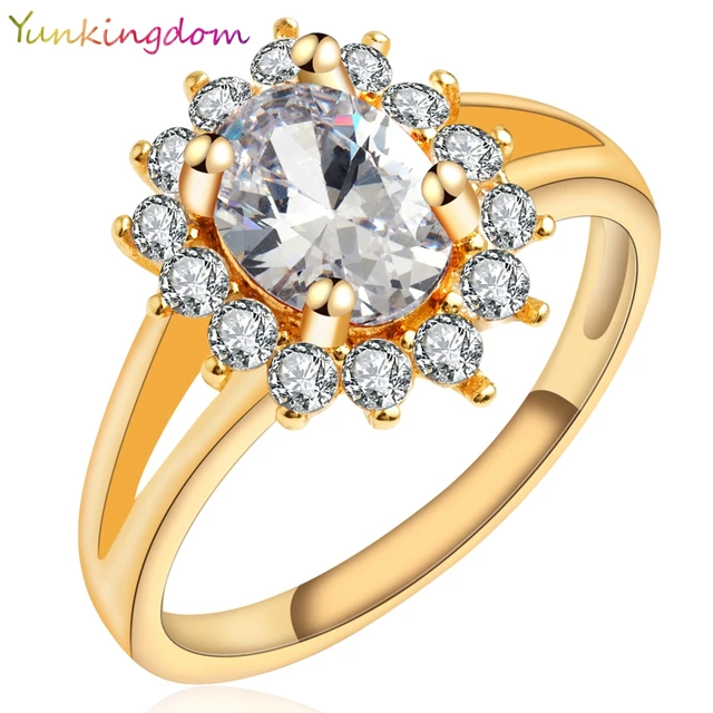 Yunkingdom Nobile Principessa di Stile di Colore Dell'oro Anello Bianco Cubic Zi Yunkingdom Nobile Principessa di Stile di Colore Dell'oro Anello Bianco Cubic Zi