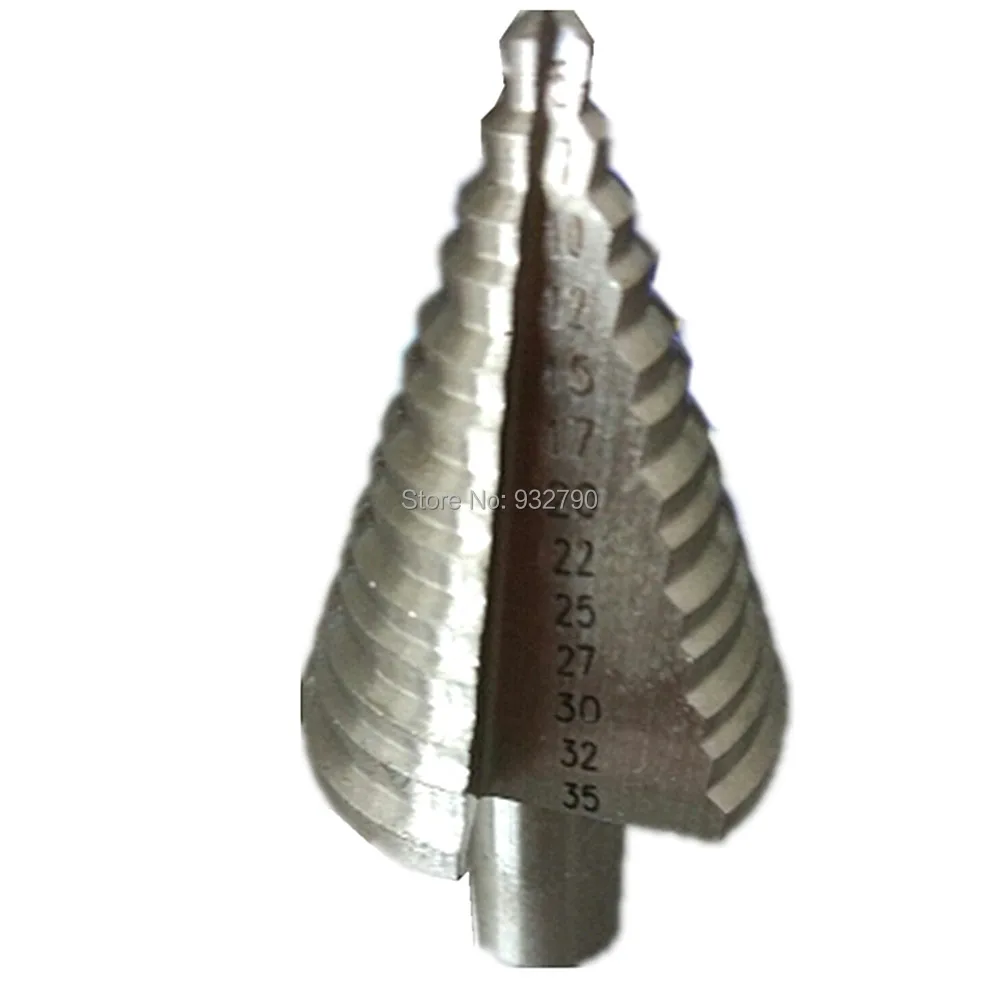 13 Step Spiral Groove Conical Cone Drill 5-35mm Titanium HSS Bit Set Cutter UK 