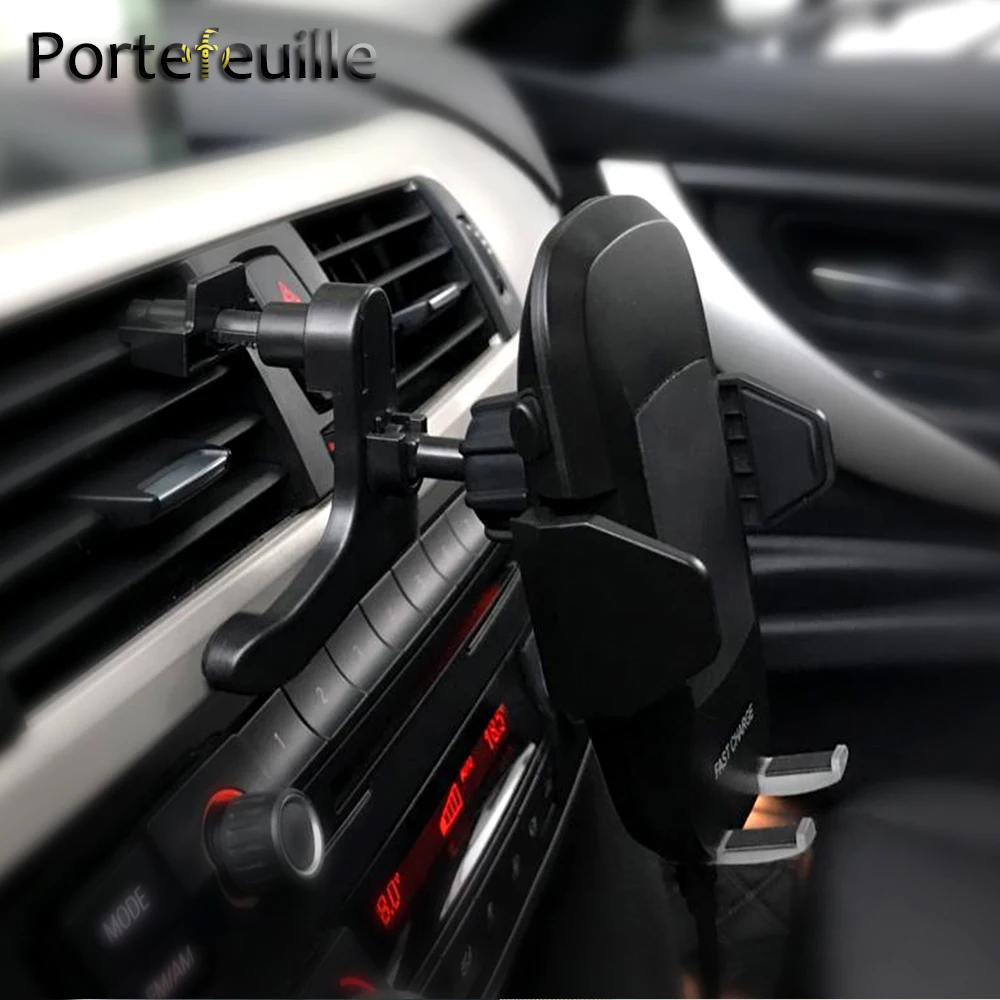 Portefeuille QI Wireless Car Charger Mount Air Vent Dash