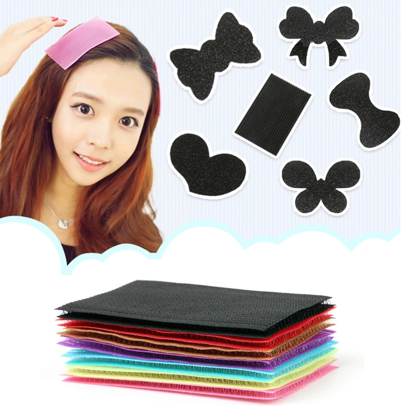 

20PCS Women Girls Flower Bangs Magic Paste Posts Bow Heart Hair Sticker Clip Tape Fringe Hair Bang Patch Hair Styling Accessory