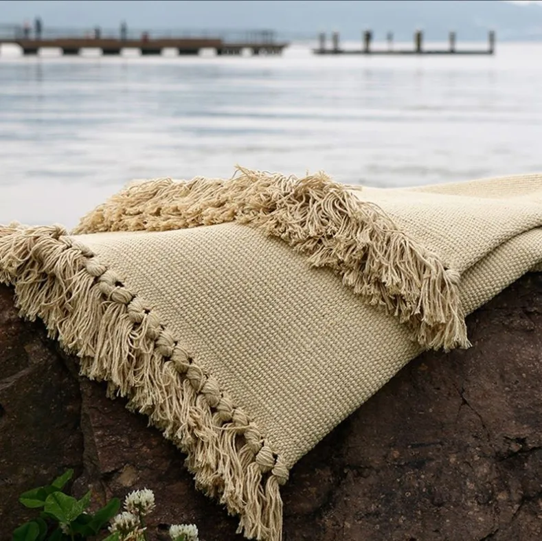 Japan Style Natural Linen Carpet For Sofa Living Room Bedroom Rug Linen Tassels Solid Bedside Mat Bedspread Tapestry Tatami Mat