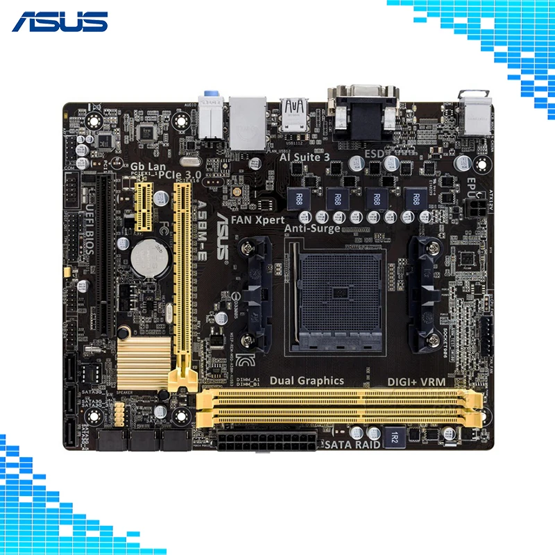 

Asus A58M-E Desktop Motherboard AMD A58 Chipset Socket FM2/FM2+ Micro ATX