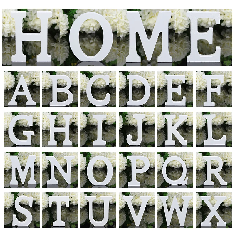 

Large White Wooden English Letters 3D Personalized Name Design Free Standing Heart Wedding Birthday Party 11cm Home Decor