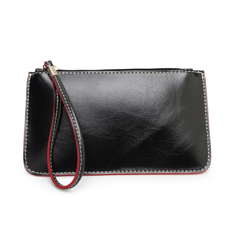 

Fashion Oil Wax Leather Wallet Women Candy Colors Long Zipper Wallets Design Ladies Clutch Coin Purse Handbag Phone Bag