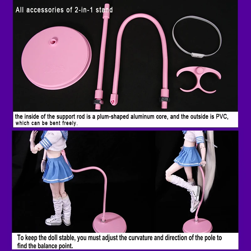Bjd Подставка для куклы Suporte Гибкая поддержка 1/3 белый/черный/розовый