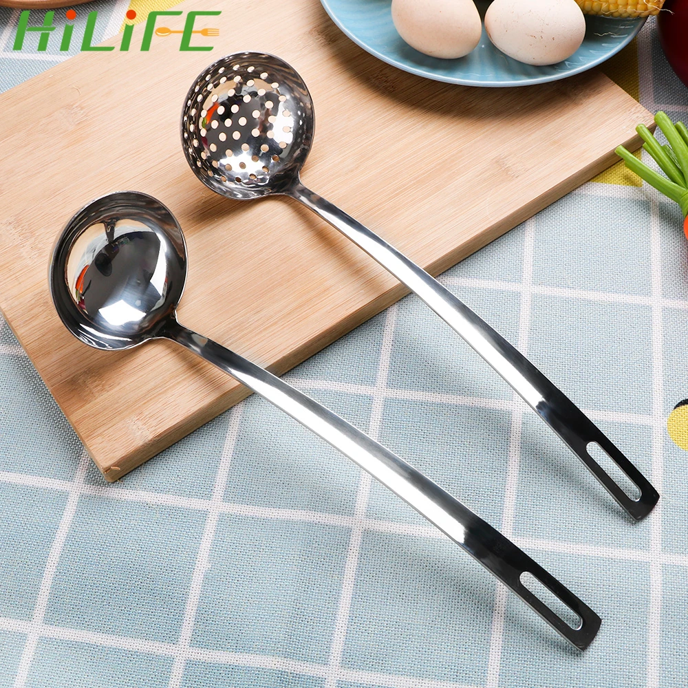 

HILIFE Cooking Tools Kitchen Accessories Soup Spoon Stainless Steel Colander Spoon Filter Long Handle