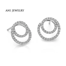 ANI 14 К Белое Золото Женщины Stud Earrings 0,29 CT Certified я/SI Природный бриллиантовое элегантные золотые серьги годовщина orecchini donna