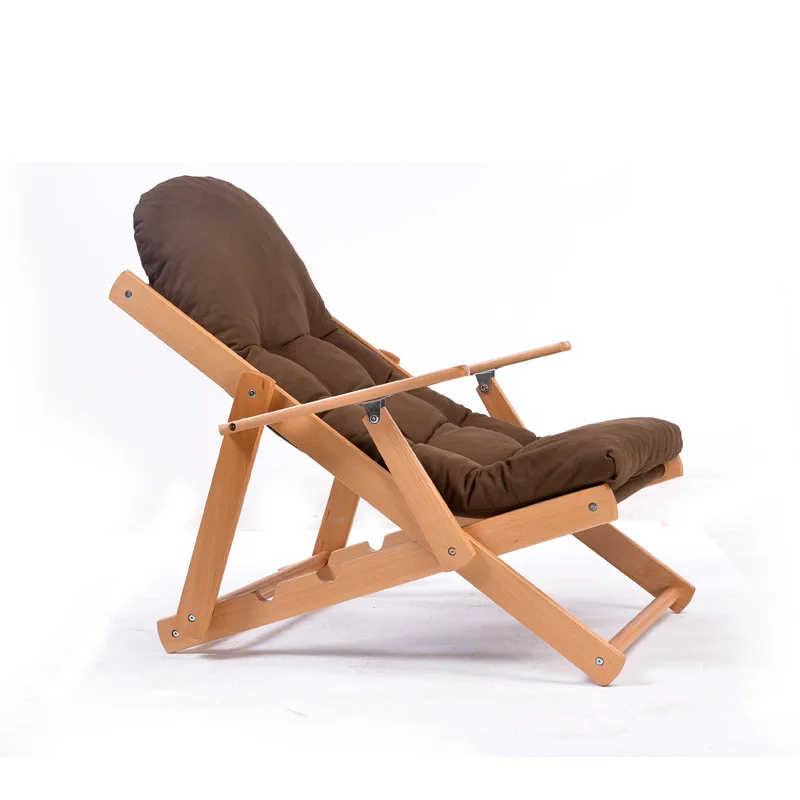  Soft and comfortable lazy chair wooden foldable reclining chair folding chair recreational lunch ba