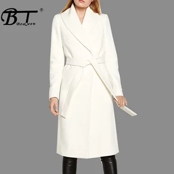 

Beateen Turn Down Collar Full Sleeve Women Trench Fashion Long Wide Waisted Sashes Belt Women Coat 2018 New