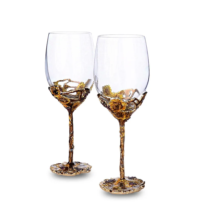 Европейский кристалл золотой приобретение эмаль цвет красное вино чашки свадебный подарок стакан кристально чистое яркое покрытие процесс стекло