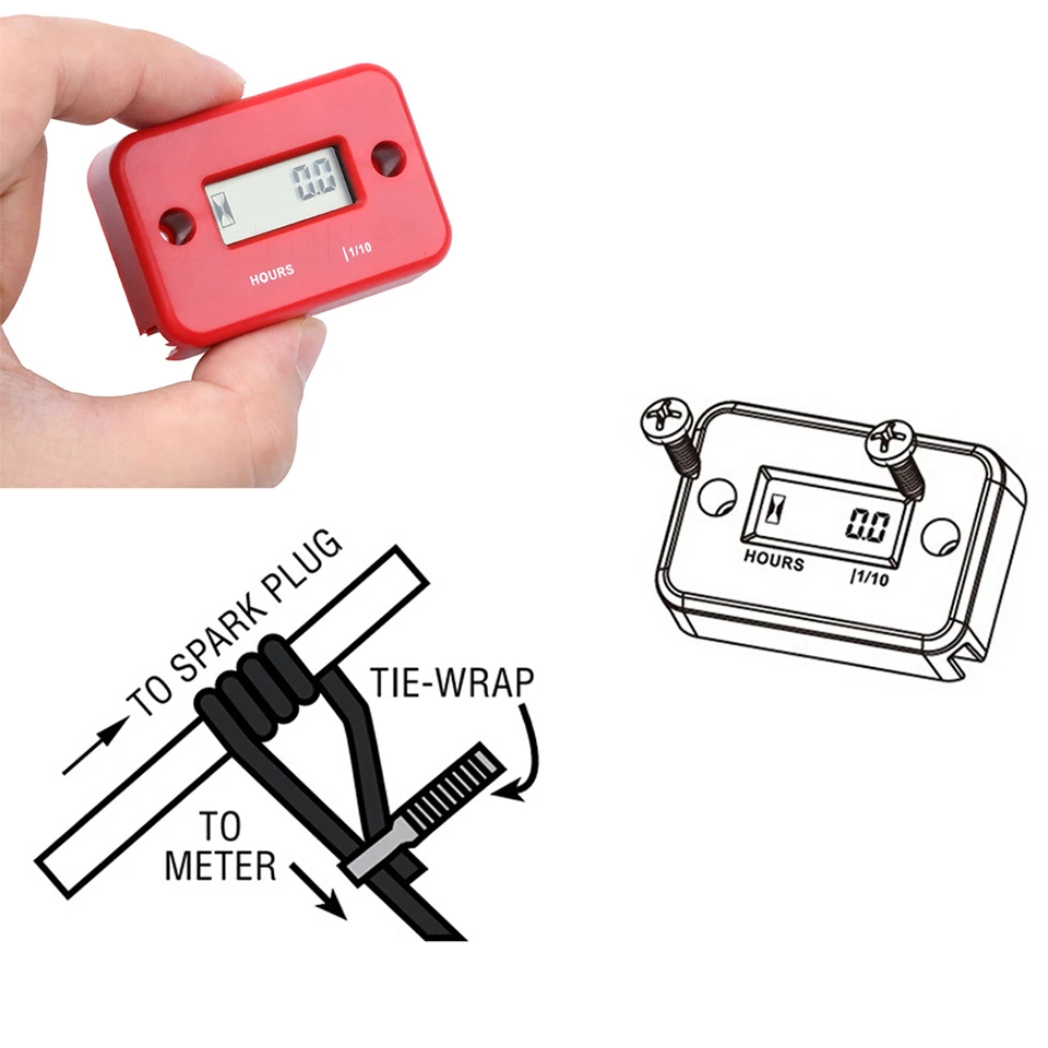

Sikeo Waterproof Inductive Digital Hour Meter for Bike Motorcycle ATV Snowmobile Marine Boat Engine LCD Digital Hour Meter