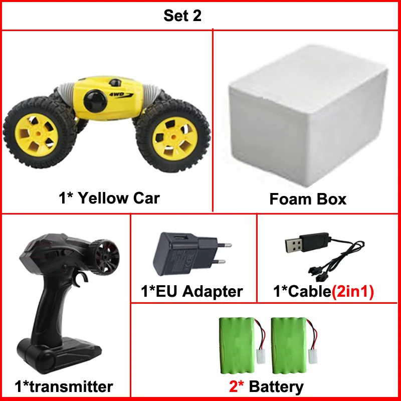 Деформация трюк пульт дистанционного управления автомобиль премиум 4 WD привод высокоскоростной 360 градусов опрокидывающийся двухсторонний альпинистский Радиоуправляемый автомобиль детская игрушка - Цвет: set2