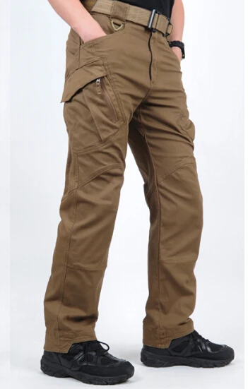 IX9 город тактические брюки карго мужские военные спецназ армии военные брюки хлопок Карманы стрейч Пейнтбол Militar повседневные брюки - Цвет: brown
