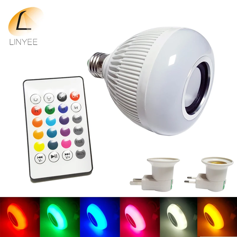 Светодиодная лампочка E27 RGB RGBW Bluetooth колонка 12 Вт музыка воспроизведение музыки