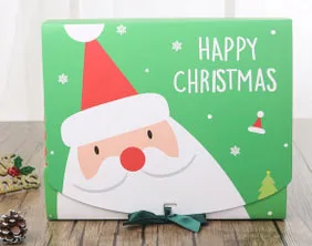 

50pcs/lot Santa Claus Christmas paper gift box with ribbon, Kraft Paper Box Cake Food Packaging Candy Cookies Cupcake gift