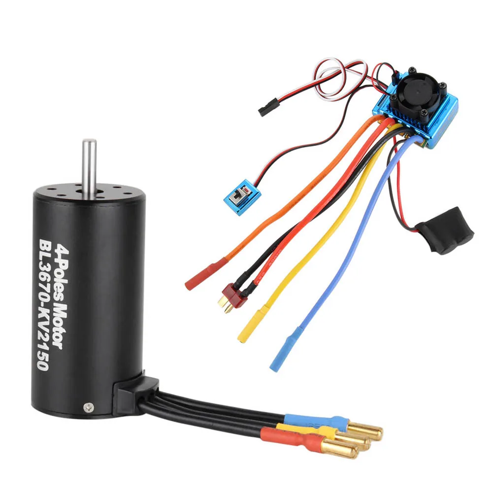 

80A ESC + BL 3670 2150KV Brushless Motor for 1/10 RC Car Buggy Truck Racing @ZJF