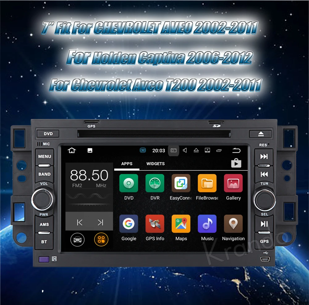 Top Krando 7" Android 8.0 car navigation multimedia system for Chevrolet AVEO 2002-2011 audio radio gps dvd player WIFI 3G DAB+ 1