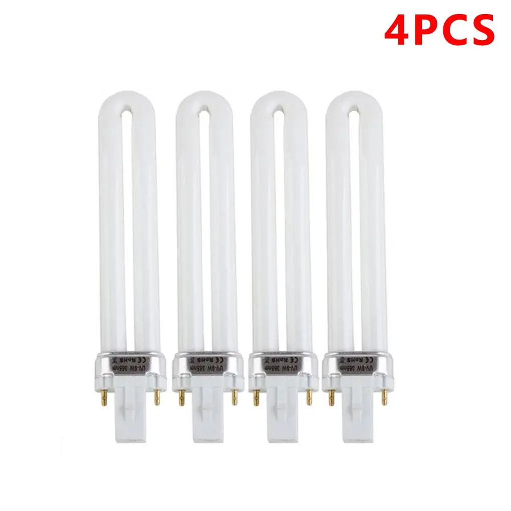4Pcs/Set 9W U-shaped 365nm Lamp Bulb Tube for Nail Art Dryer UV Lamp Light