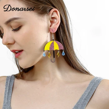 

Donarsei Sweet Shiny Colorful Umbrella Acrylic Earrings For Women Cute Raindrop Lightning Drop Earrings Party