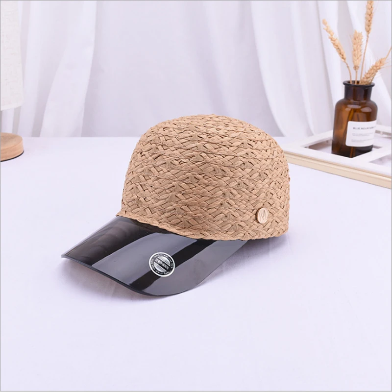 2019 New Summer Female Handmade Straw Patchwork Transparent Pvc Fashion Equestrian Cap Women Leisure Anti-UV Sun Hat | Аксессуары для