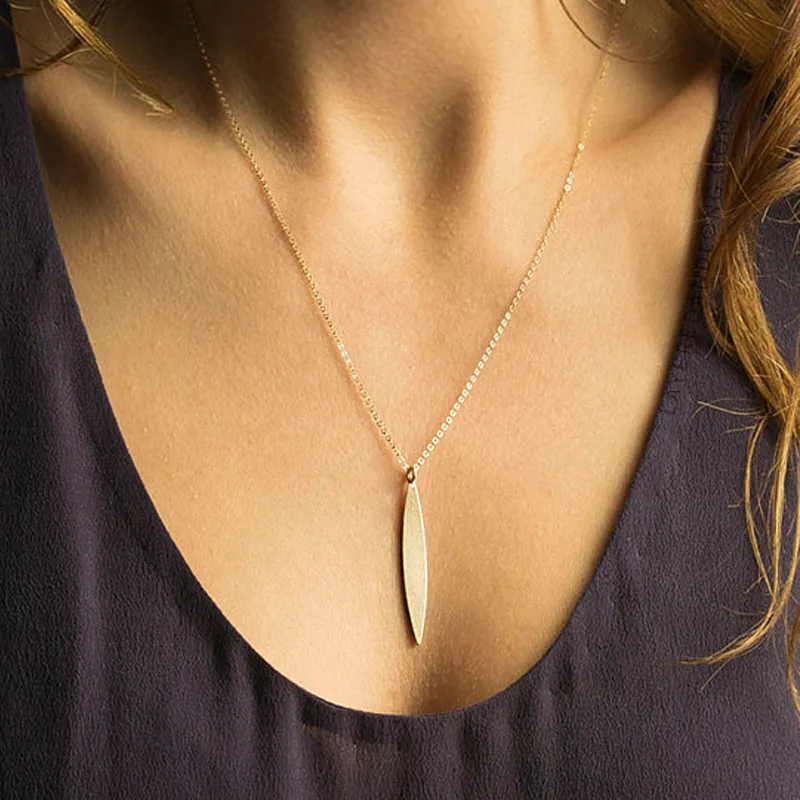 

Simple Gold Silver Long Pendant Necklace Charms Women Vintage Geometric Clavicle Chain Necklaces Jewelry
