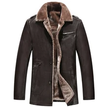 HOT ! New Warm Winter Men’s Genuine Leather Jacket Men Leisure Fur coat Brand Luxury Real Long Leather Coat M-XXXL