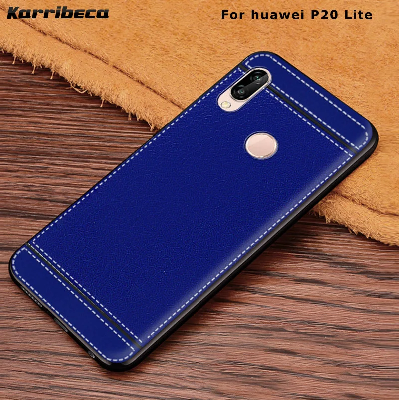 

Litchi pattern silicone case for huawei P20 Lite funda carcasa lychee leather matte tpu cover nova 3e coque etui tok kryt husa