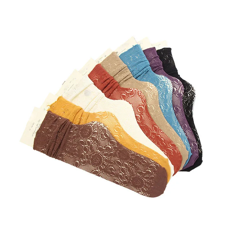 

Mesh Lace Flower Socks Women Solid Color Short Socks Summer Breathable Hollow Out Ladies Socks