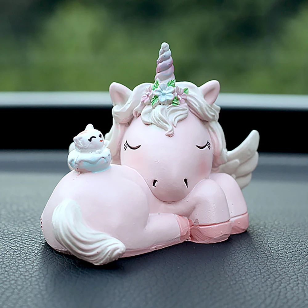 

Cute Decoration Resin Unicorn Doll Car Ornaments Handmade Unicorn Figurine Cartoon Decor Automobile Dashboard Toys Kids Gifts